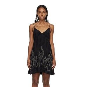 Palm Angels Studded Burning Flame Little Black Dress Sz L NWT
